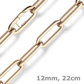 12mm Paper Clip Weit-Anker Armband Armkette aus 585 Gold Rotgold 22cm