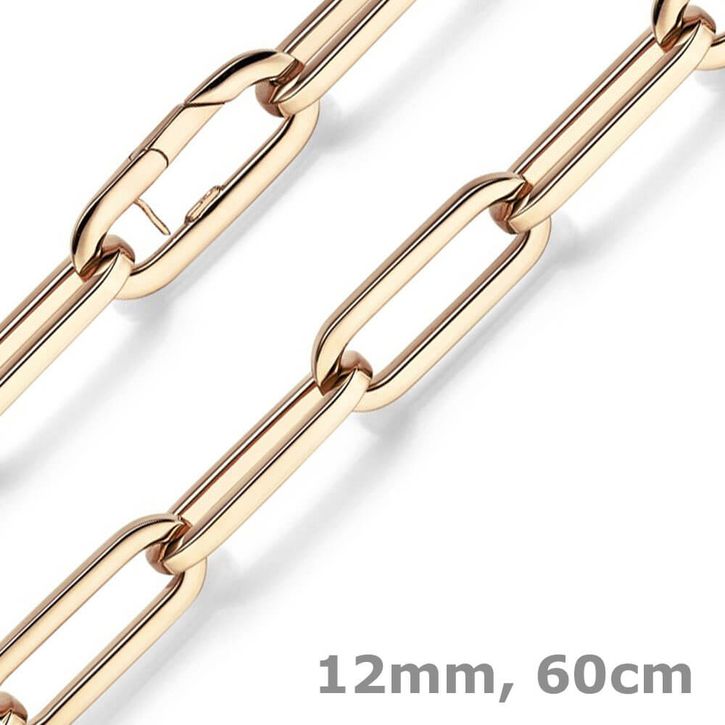 12mm Paper Clip Kette aus 585 Rotgold 60cm