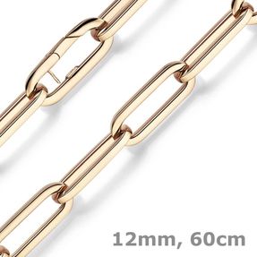 12mm Paper Clip Weit-Anker Kette Collier Halskette aus 585 Gold Rotgold 60cm