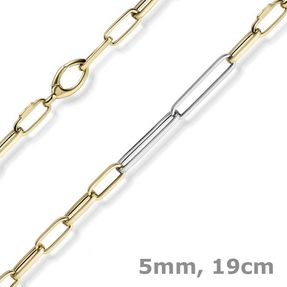 5mm Phantasie Armband Armkette aus 585 Gold Gelbgold Weißgold vierkant 19cm