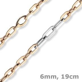 6mm Phantasie Armband Armkette aus 585 Gold Weißgold Rotgold oval flach 19cm