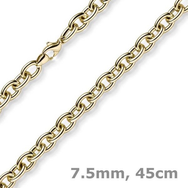 7.5mm Rundankerkette Halskette Collier aus 585 Gold Gelbgold 45cm