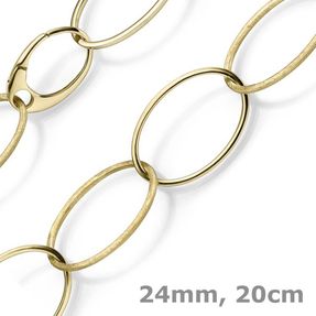 24mm Phantasie Armband Armkette aus 585 Gold Gelbgold matt glänzend 20cm