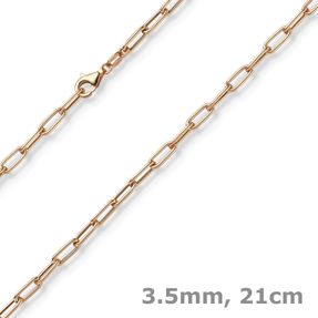 3,5mm Paper Clip Anker weit Armband Armkette aus 585 Gold Rotgold 21cm