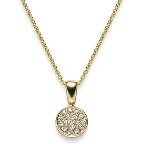 Anhänger Kreis Ø10mm 585 Gold Gelbgold mit 17 Diamanten Brillanten 0,25ct. TW-SI