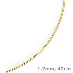 1,2mm Halsreif Omegareif Omegakette Collier 750 Gold Gelbgold, rund, 42cm