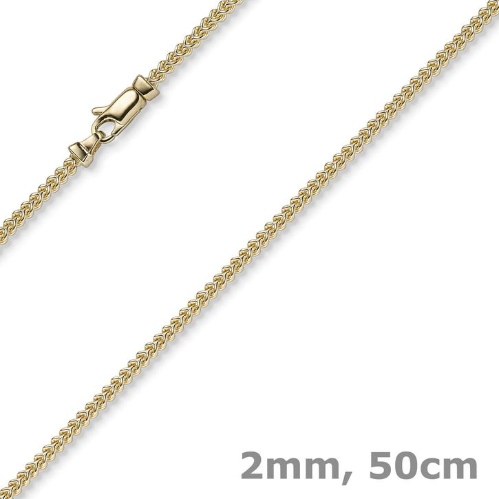 2mm Franco Kette aus 585 Gelbgold 50cm