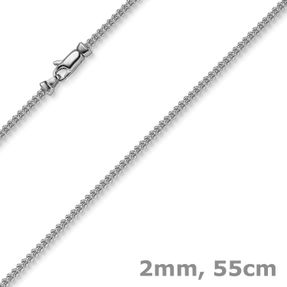 2mm Franco Kette Halskette Collier aus 585 Gold Weißgold massiv 55cm