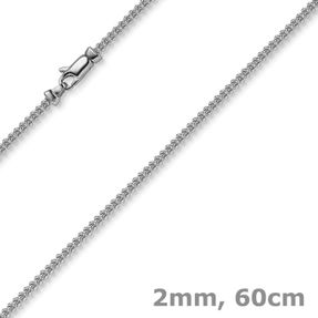 2mm Franco Kette Halskette Collier aus 750 Gold Weißgold massiv 60cm