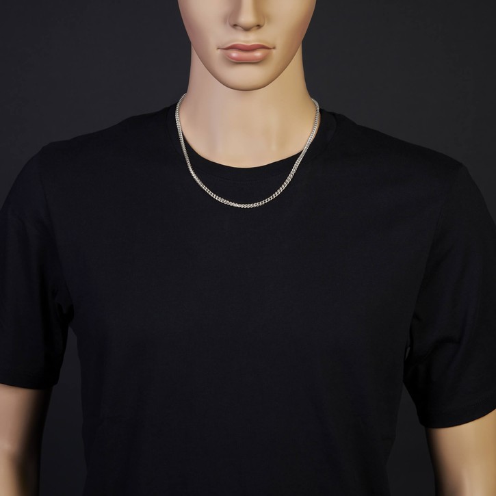 3.5mm Franco Kette aus 750 Weißgold 55cm