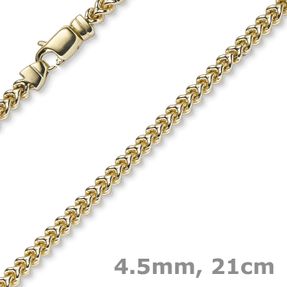 4,5mm Franco Armband Armkette Armschmuck aus 585 Gold Gelbgold massiv 21cm