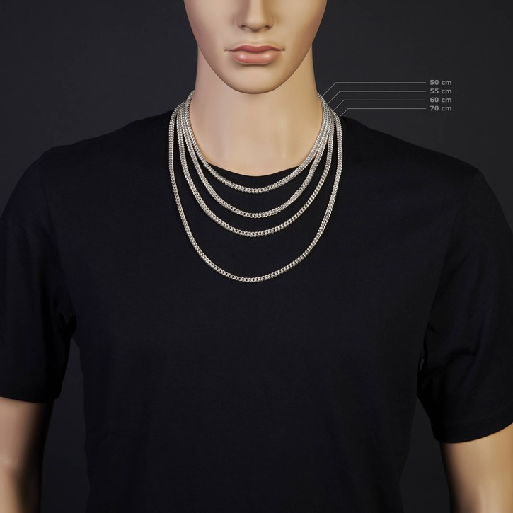 4.5mm Franco Kette aus 585 Weißgold 55cm