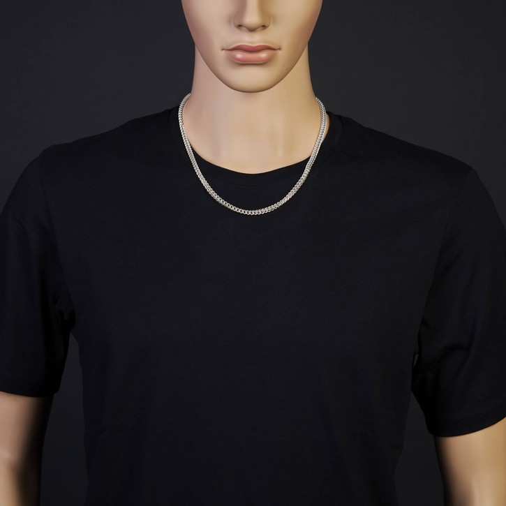 4.5mm Franco Kette aus 585 Weißgold 55cm