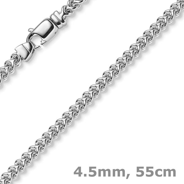 4.5mm Franco Kette aus 750 Weißgold 55cm