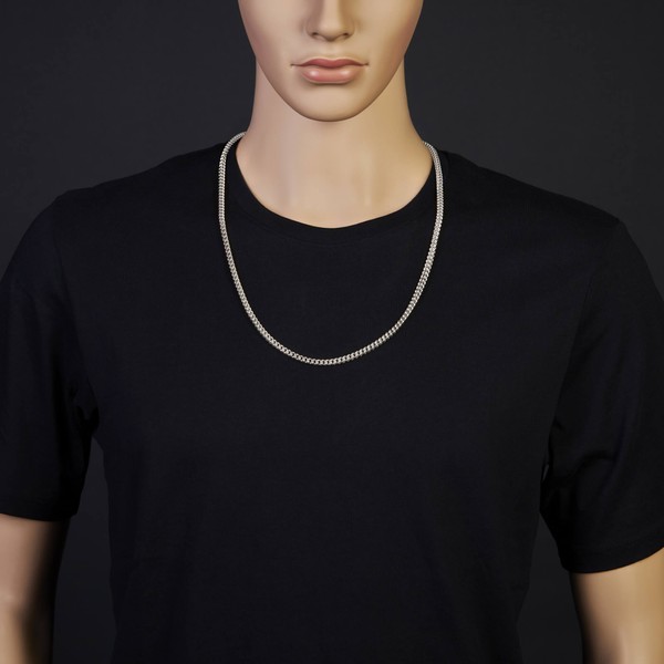 4.5mm Franco Kette aus 750 Weißgold 70cm