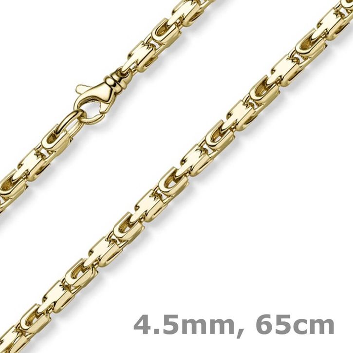 4.5mm Herren Halskette aus 585 Gelbgold 65cm