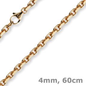4mm Kette Collier Ankerkette Halskette aus 585 Gold Rotgold massiv 60cm