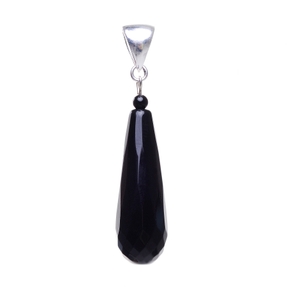 Anhänger in Tropfenform aus echtem Onyx & 925 Silber schwarz facettiert Damen Anhänger in Tropfenform aus echtem Onyx & 925 Silber schwarz facettiert Damen