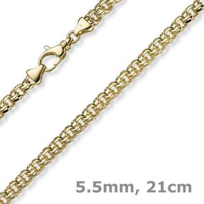 5,5mm Garibaldi Armband Armkette aus 585 Gold Gelbgold massiv 21cm