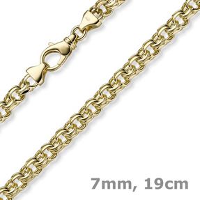 7mm Garibaldi Armband Armkette aus 585 Gold Gelbgold massiv 19cm