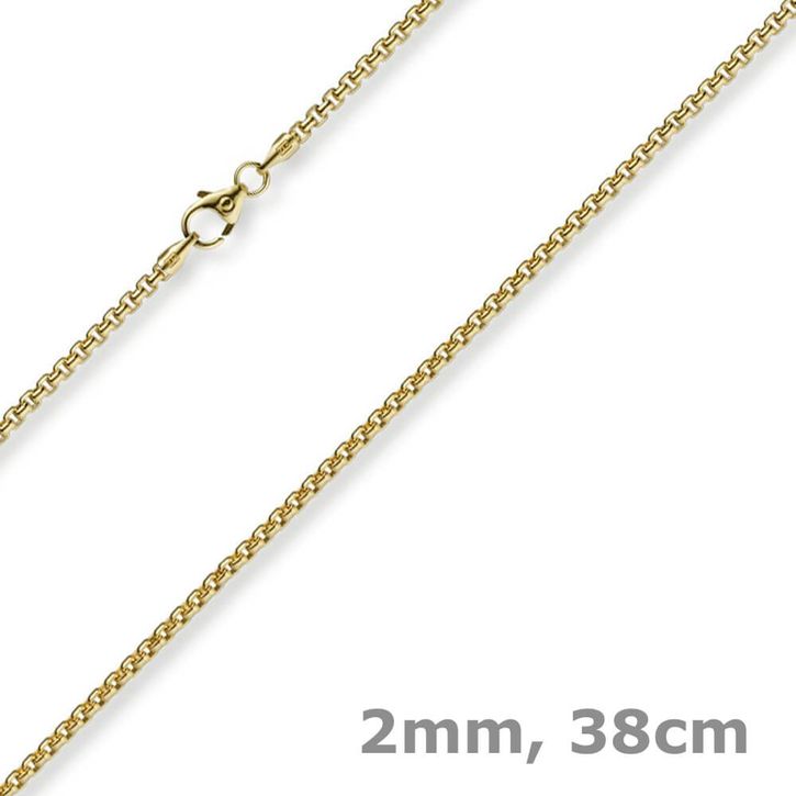 2mm Venezianerkette rund aus 750 Gelbgold 38cm