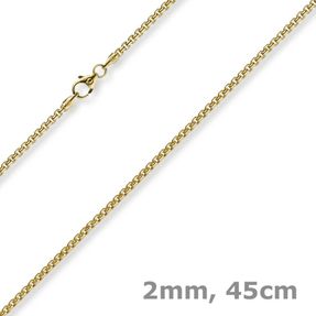 2mm Venezianerkette rund 750 Gold Gelbgold Kette Collier Halskette 45cm Damen