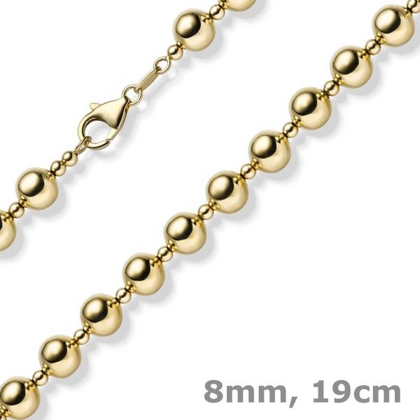 8mm Kugelarmband aus 585 Gelbgold 19cm