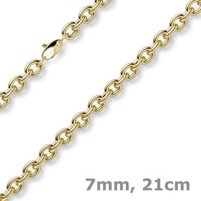 7mm Armband Armkette Rundankerkette aus 585 Gold Gelbgold 21cm