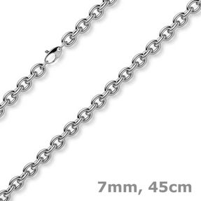 7mm Kette Collier Rundankerkette aus 585 Gold Weißgold 45cm