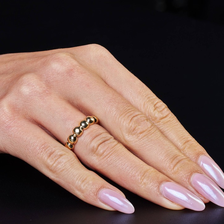 Damenring Halbkugel aus 585 Weißgold