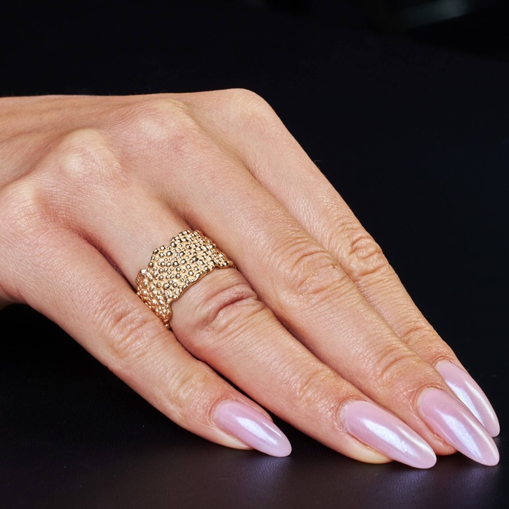 Breiter Ring aus 585 Gelbgold gewellt