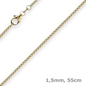 1,5mm Venezianerkette aus 750 Gold Gelbgold Kette Collier Halskette rund 55cm