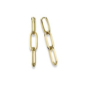 Paar Paperclip Ohrringe Ohrhänger Ohrschmuck 38x6,5mm aus 585 Gold Gelbgold