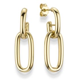 Paar Paperclip Creolen Ohrhänger Hängerstecker 30x11,5mm aus 585 Gold Gelbgold