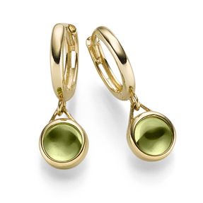 Kleine Ohrringe Creolen Ohrhänger 19x6,5mm 585 Gold Gelbgold mit Peridot grün