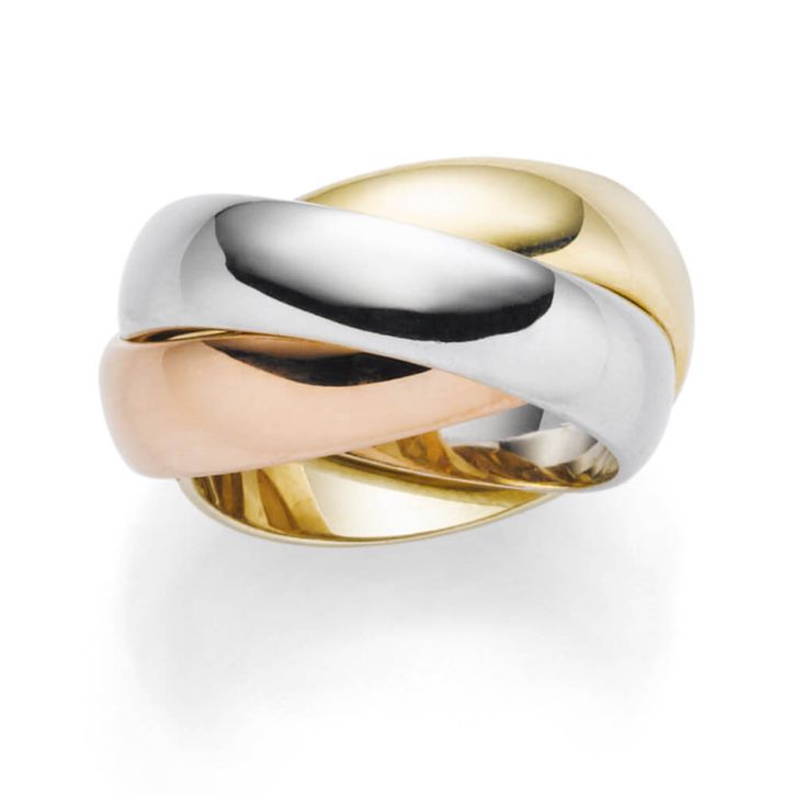 3-er Breiter Ring 3x5.5mm aus 585 Gold tricolor