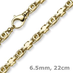 6,5mm Monte Carlo Armband Armkette aus 585 Gold Gelbgold massiv 22cm