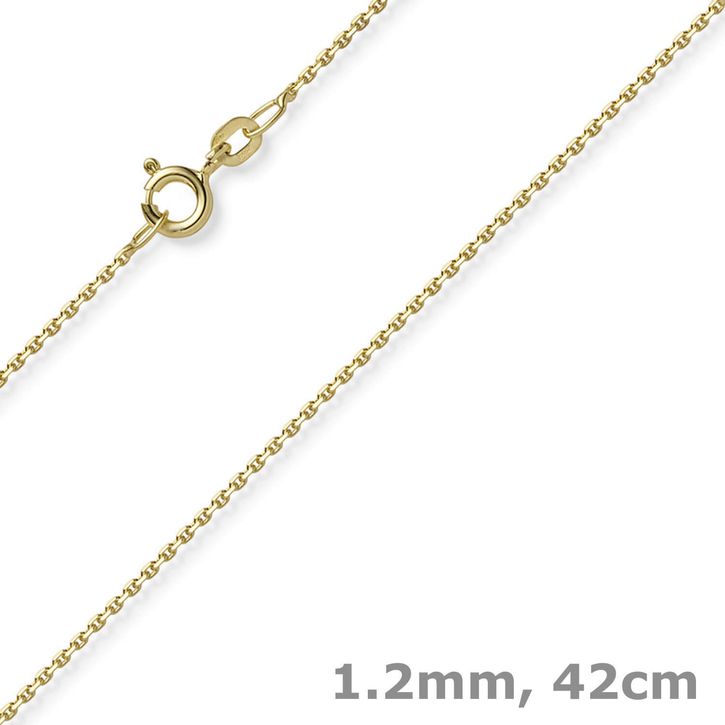 1.2mm Ankerkette diamantiert aus 585 Gelbgold 42cm
