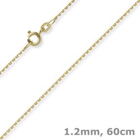 1,2mm Kette Ankerkette Collier aus 585 Gold Gelbgold diamantiert 60cm