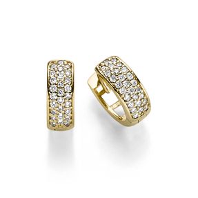 Pavé Ohrringe Creolen 10,5x3,5mm 585 Gold Gelbgold 54 Diamanten 0.27ct TW-SI