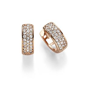 Pavé Ohrringe Creolen 10,5x3,5mm 585 Gold Rotgold 54 Diamanten 0.27ct TW-SI