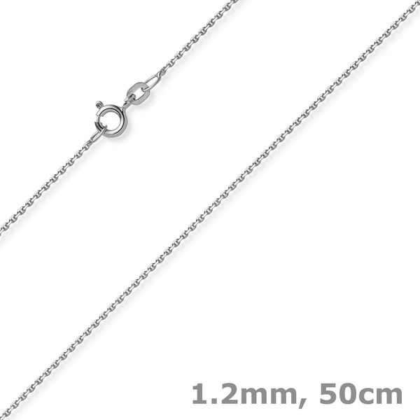 1.2mm Ankerkette diamantiert aus 585 Weißgold 50cm