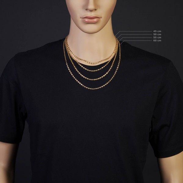 3.5mm Bohnenkette Schiffsankerkette 585 Gelbgold 45cm