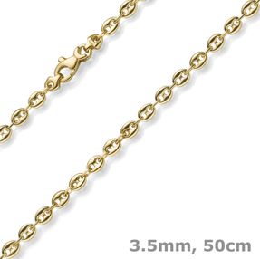 3,5mm Kette Collier Bohnenkette Schiffsankerkette 585 Gold Gelbgold 50cm Unisex