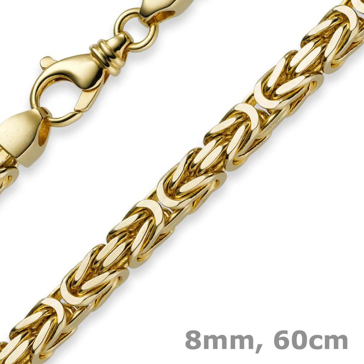 8mm Königskette aus 750 Gelbgold 60cm