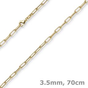 3,5mm Paper Clip Anker weit Kette Collier Halskette aus 585 Gold Gelbgold 70cm