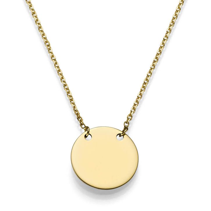 Collier mit Anhänger 13.5mm runde Gravurplatte 585 Gelbgold