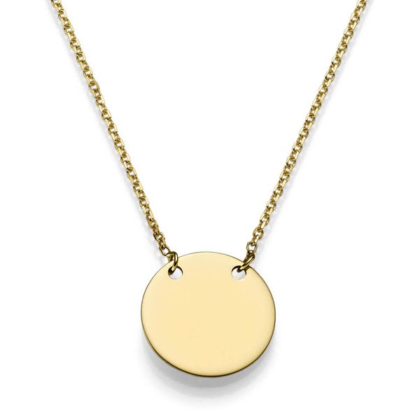 Collier mit Anhänger 13.5mm runde Gravurplatte 585 Gelbgold