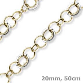 20mm Ringkette Phantasie-Kette Halskette aus 585 Gold Gelbgold Weißgold 50cm