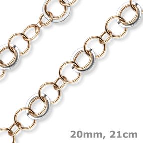 20mm Ringkette Phantasie-Armband Armkette aus 585 Gold Weißgold Rotgold 21cm